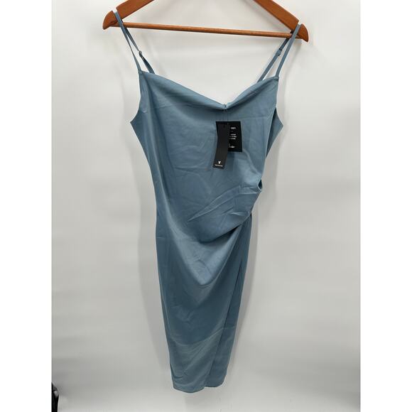 LULU'S Hollywood Woman Dusty Blue Sheath Midi Dress // XS - Picture 2 of 9